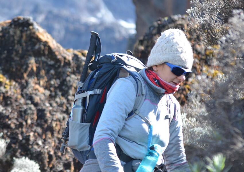 Climbers ascending the Machame Route on Mount Kilimanjaro during a scenic seven-day summit adventure in Tanzania.