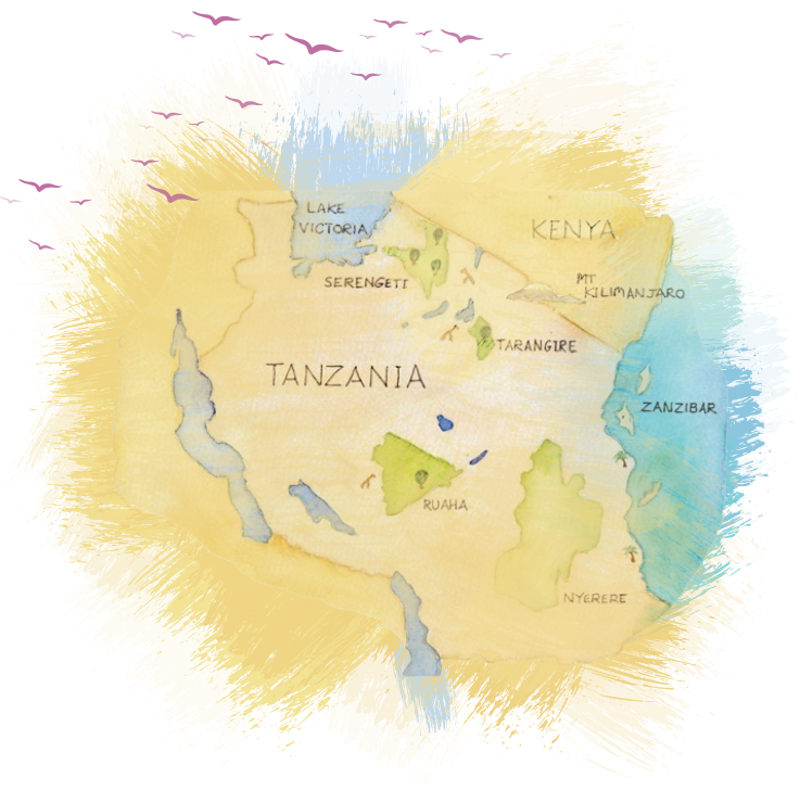 map of Tanzania showing major national parks