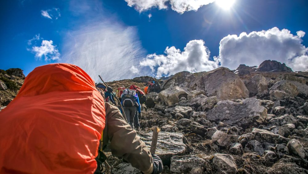 Climbers trekking Mount Kilimanjaro