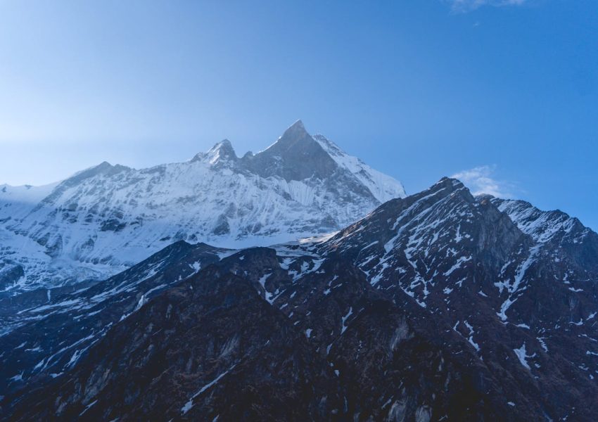 Himalayan Sherpas guiding climbers on Mount Everest expedition