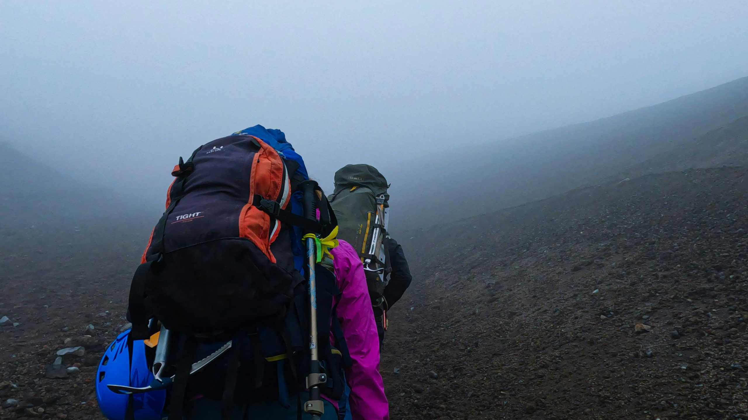 Climbers on Northern Circuit 9 Day route trekking Kilimanjaro through remote scenic mountain landscapes