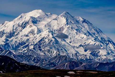Mount Denali Alaska highest mountain USA with snowy peak and glaciers