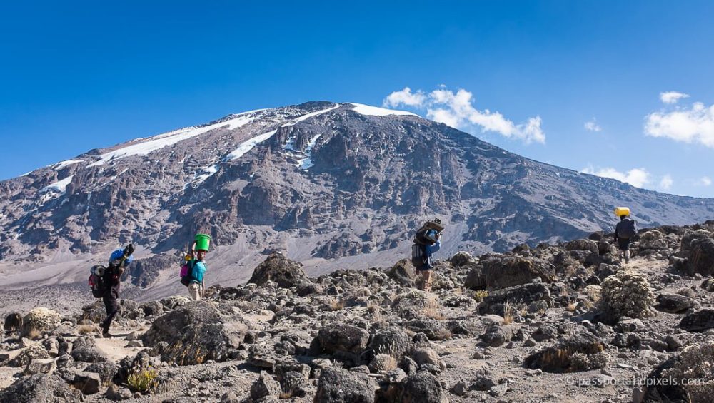 Scenic view of Mount Kilimanjaro rising above the surrounding Tanzanian landscape