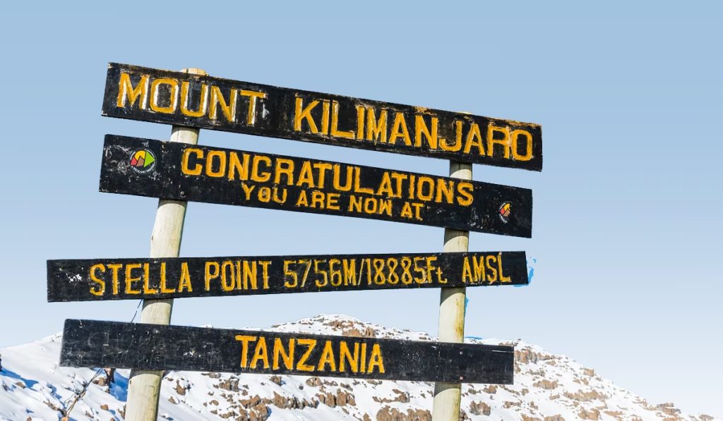 Stella Point and Uhuru Peak locations on Mount Kilimanjaro summit route showing final climbing stages.