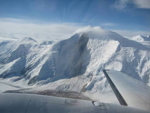 Mount Steele, one of the highest mountains in Canada, covered with snow and glaciers.