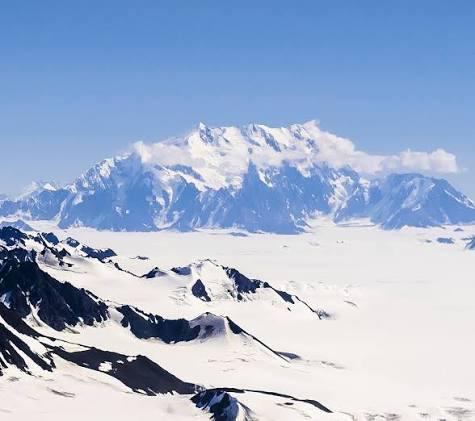 Mount Vancouver, one of Canada's highest mountains, overlooking vast glaciers in Yukon.
