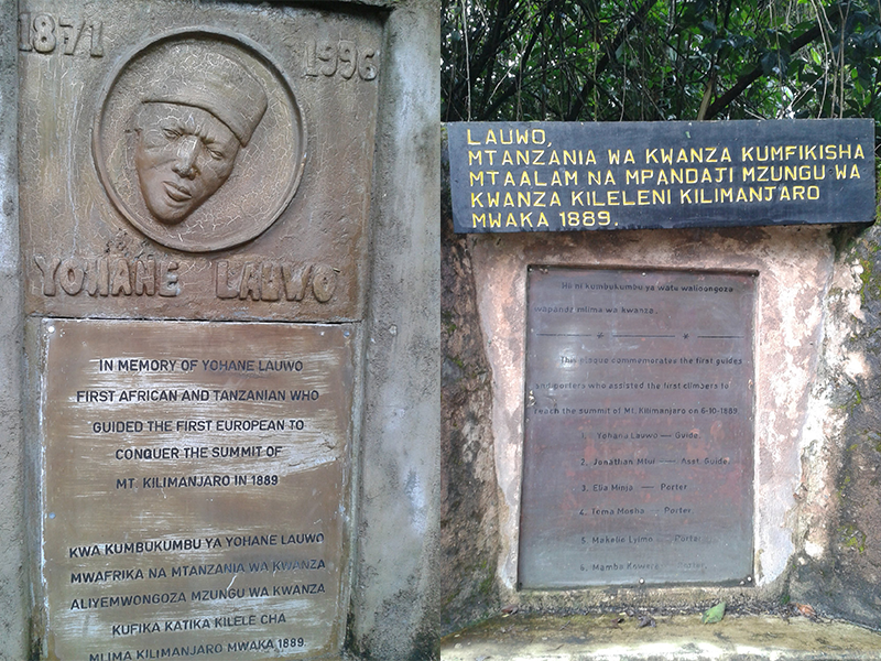 Grave of Yohani Kinyala Lauwo, a legendary Kilimanjaro guide connected to the history of the mountain's first ascent.