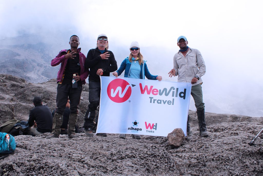 Climbers ascending Barranco Wall on Mount Kilimanjaro during a challenging mountain trekking route.