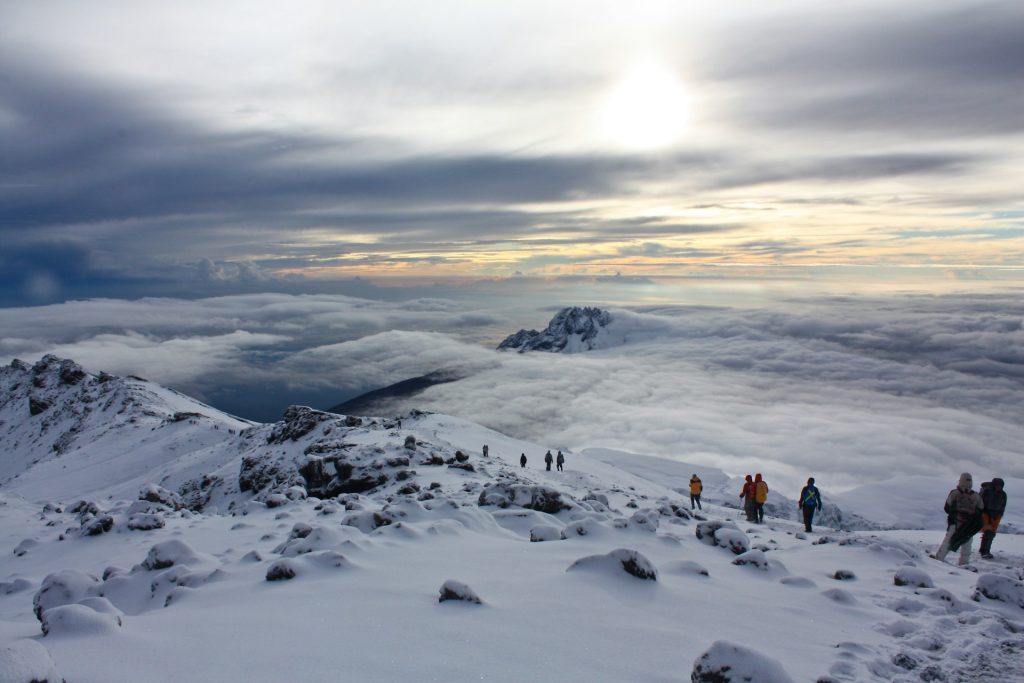 Kilimanjaro's summit area contained far larger glaciers during the first successful ascent
