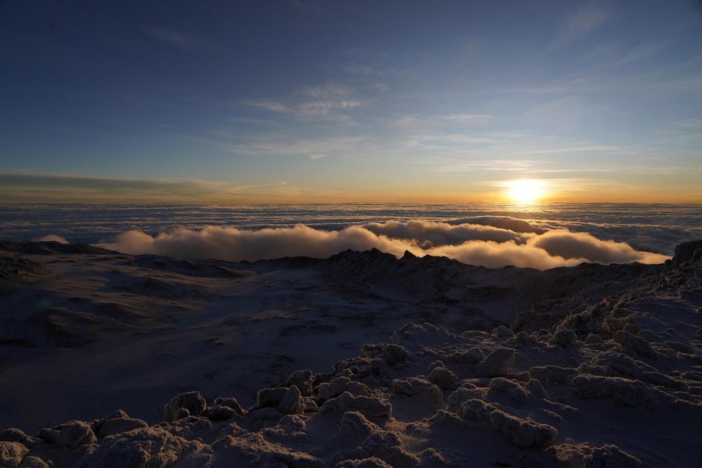 Sunrise over Mount Kilimanjaro during a trek on the Machame and Lemosho routes